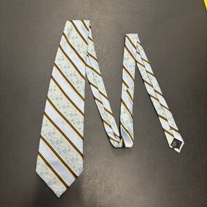 Mario-Ferrari‎ Mens Dress tie Blue Brown Striped Floral Preppy